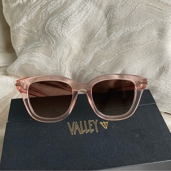 NEW Valley Eyewear Sunglasses BRAKE Crystal Pink w Rose Metal Trim Brown Lens main image 8